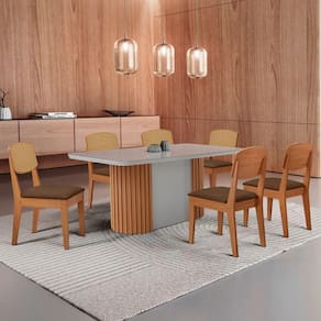 Mesa De Jantar Aspen 180cm Tampo Mdf Vidro Copper Premium Veludo Marrom/off/nat/serig Off