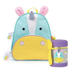Kit Escolar Mochila Infantil e Pote Térmico com Talher Zoo Unicórnio - Skip Hop