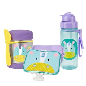 Kit Passeio com Garrafa, Lancheira e Pote Térmico com Talher Zoo Unicórnio - Skip Hop