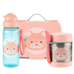 Kit Passeio com Garrafa, Bento Box e Pote Térmico com Talher Zoo Gatinha - Skip Hop