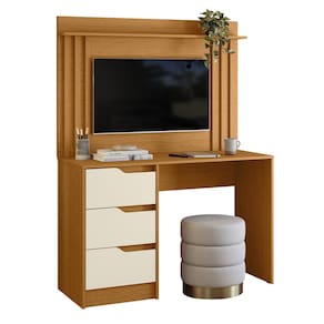 Mesa Escrivaninha 3 Gavetas Painel TV 40 Pol Doble Off/Cinamomo - Albatroz