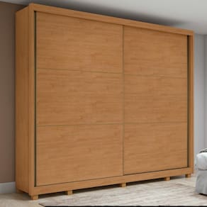 Guarda-roupa Casal 100% MDF 2 Portas 6 Gavetas Easy Max Com Pés Amendoa/Off White
