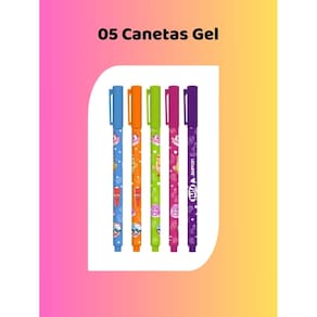 05 Canetas Gel 0.6 Fini Coloridas ponta fina coleção divertida papelaria material escolar escritorio