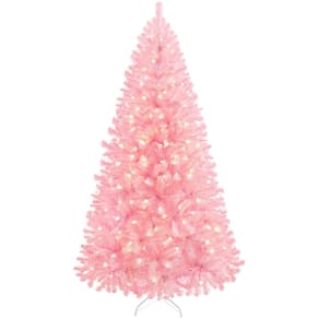 Árvore de Natal Yaheetech, artificial pré-iluminada, rosa de 6 pés com 300 luzes