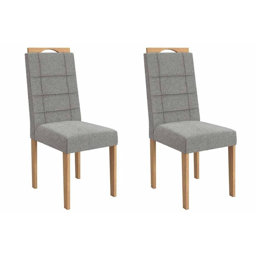 Cadeira Sala de Jantar Flora 2CAD161 Madeirado Kit 2 Un Carvalho/Boucle Cinza - Kappesberg
