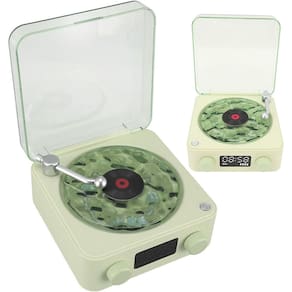 Caixa De Som Toca Disco Vinil Vitrola Bluetooth Cartao Tf USB Recarregavel Luminaria Musical RGB