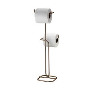 Suporte Porta Rolo Papel Higiênico Duplo Papeleira Chão Banheiro Cor Café - 1176CF Future