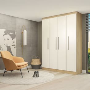 Guarda Roupa Solteiro 160x218cm Modulado Selene 3 Peças Carvalho MENU