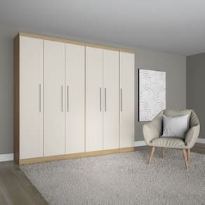 Guarda Roupa Casal 240x218cm Modulado Selene 4 Peças Carvalho MENU