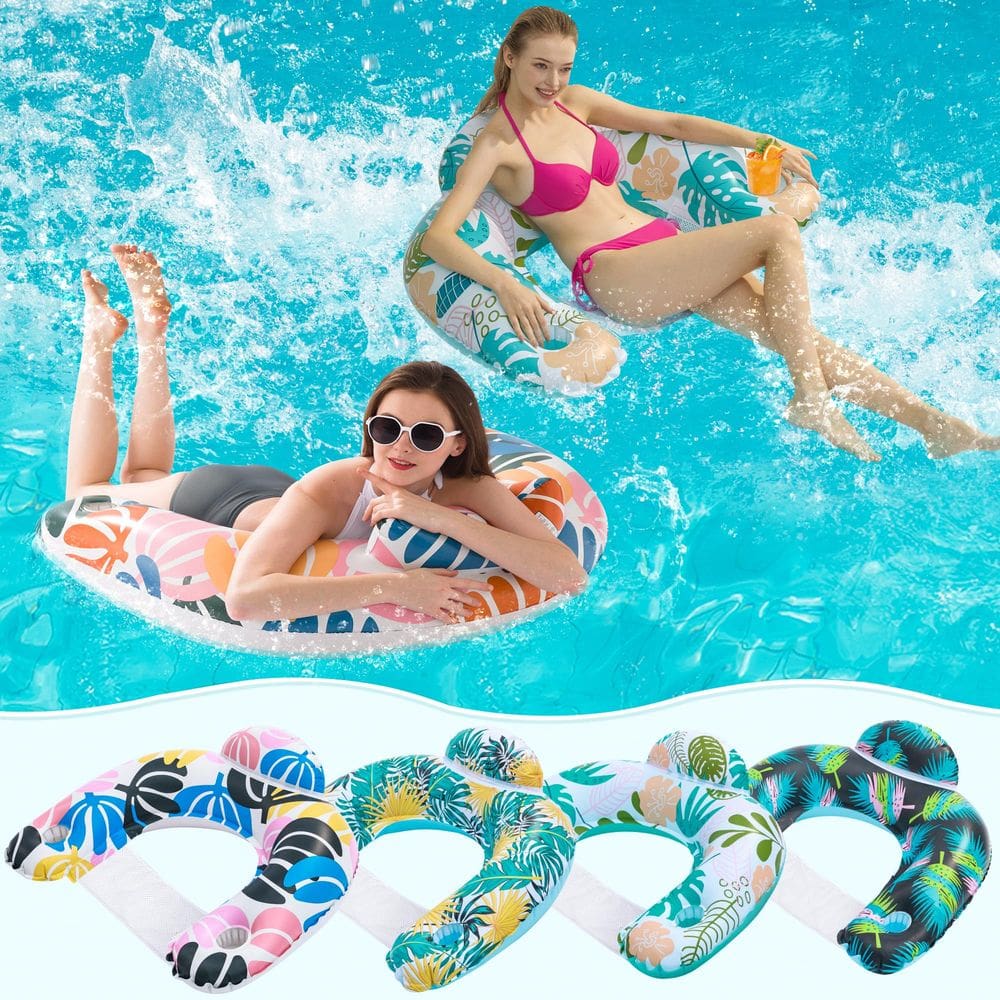 Pacote com 4 flutuadores de piscina OKSUWATER para adultos com porta-copos