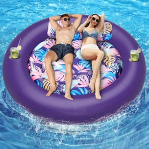 Bóia de piscina inflável OKSUWATER Giant Tanning com travesseiro e copo