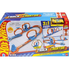Conjunto de trilhas para carros de brinquedo Hot Wheels Triple Loop com veículo 1:64