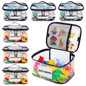 Bolsa de armazenamento de brinquedos Tesuko, pacote com 6 unidades de PVC impermeável para peças de Lego