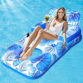 Espreguiçadeira de piscina Pool Floats Junbig de 65 cm com encosto azul adulto
