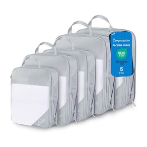 Conjunto de cubos de compressão OPLEBEPE 5 para viagens em cinza claro