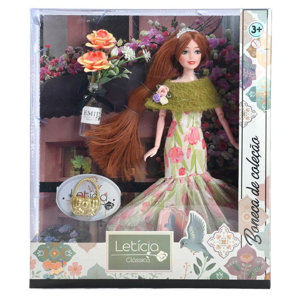 Boneca Leticia Classica - Boneca de Colecao - Verde com vermelho TERRACO