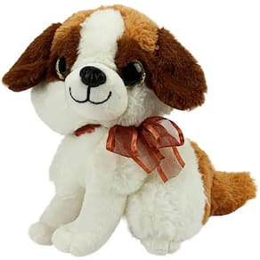 Pelúcia Cachorrinho São Bernardo Sentado com Laço Marrom R3381 - BBR Toys