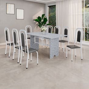 Conjunto de Sala de Jantar com 4 Cadeiras Lara Preto / Branco