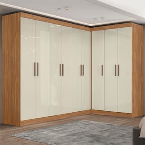 Guarda-Roupa Casal Modulado Paris 9 Portas 2 Gavetas Cinamomo/Off - Maxel