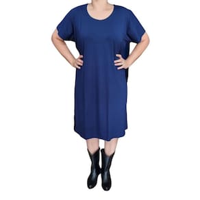 Vestido Rodher Básico MC Azul Marinho Plus Size