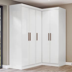 Guarda-Roupa Solteiro Modulado Paris 5 Portas Branco Cinamomo/Off - Maxel