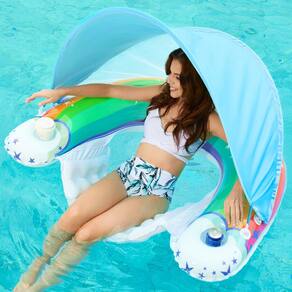 Flutuador de piscina com dossel Jasonwell inflável para adultos