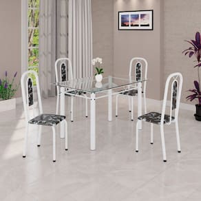 Conjunto de Sala de Jantar com 4 Cadeiras Lívia Preto / Branco