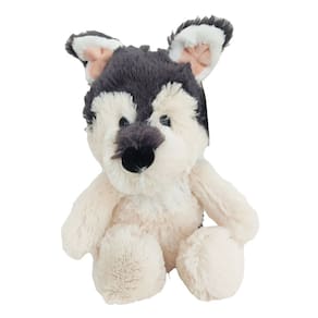 Pelúcia Cachorro Huscky Siberiano Sentado Bege e Cinza 30cm R3375 - BBR Toys
