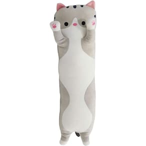 Pelúcia Travesseiro Gato 70cm Cinza CAA0060 - CAA Toys