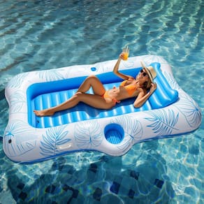 Piscina inflável Float Lounge HeySplash Blue Leaf para adultos