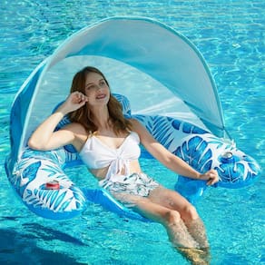 Flutuador de piscina com dossel Jasonwell inflável para adultos