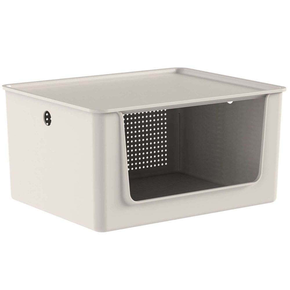 Cesto Organizador de Abertura Frontal com Tampa Flow Bege 16L - Ou