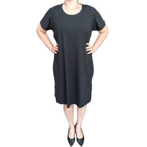 Vestido Rodher Básico Curto MC Preto Plus Size