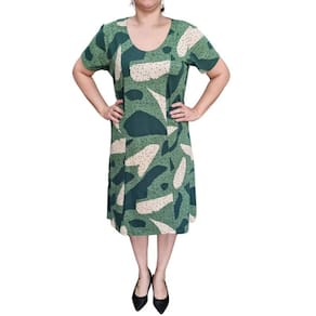 Vestido Rodher Estampado Tons Verdes Plus Size