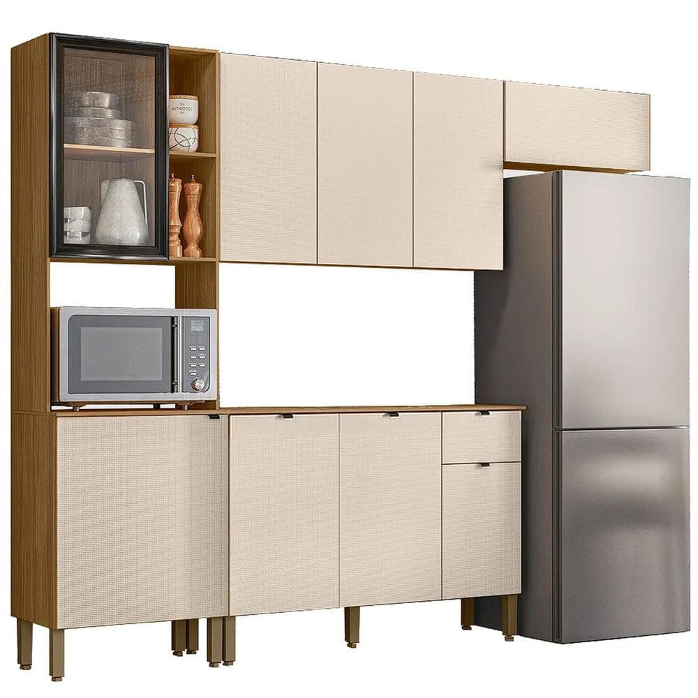 Cozinha Completa 4 Peças 9 Portas 1 Gaveta Kits Parana Freijo Off White