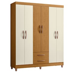 Guarda Roupa Solteiro 154cm 6 Portas Dony A02 Off/Cinamomo - Mpozenato