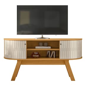 Rack Bancada de TV 55 Pol 136cm Alana Z10 Off/Cinamomo - Mpozenato
