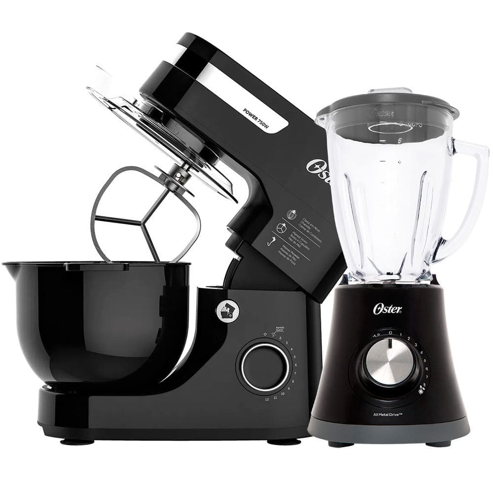 Kit Black Batedeira Planetária e Liquidificador Super Chef Oster
