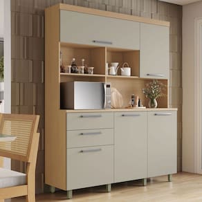 Cozinha Compacta Nobreza 5 Portas 2 Gavetas 100% Mdf Carvalho/Greige - Nesher