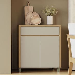 Balcão de Cozinha Condessa 2 Portas 1 Gaveta 100% Mdf Carvalho/Greige - Nesher