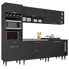 Armário de Cozinha CP07 Com Pia 100cm Pérola Z34 Preto - Mpozenato