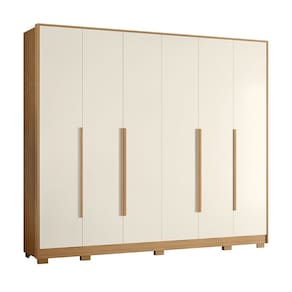 Guarda Roupa Casal 270cm 6 Portas Fascine A02 Off/Freijó - Mpozenato