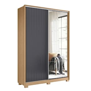 Guarda Roupa Solteiro com Espelho Rizatto Flex A02 Off/Titanium - Mpozenato