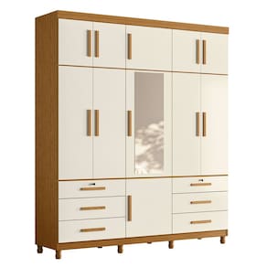 Guarda Roupa Casal 201cm 11 Portas Thony A02 Off/Cinamomo - Mpozenato