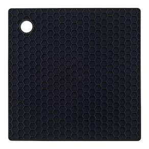 Descanso De Panela Quadrado Silicone Preto 18cm Antiderrapan