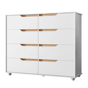 Cômoda Para Quarto 8 Gavetas 136cm Doble Flex Branco/Freijó - Albatroz