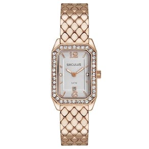 Relógio Seculus Feminino Quadrado Cristais Rosé 23711LPSVRB2