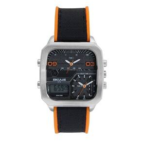 Relógio Seculus Masculino Anadigi Quadrado Prata 77219G0SVNN3