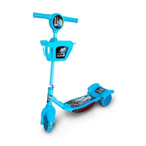 Patinete Infantil 3 Rodas com Cesta e Luzes Importado Azul
