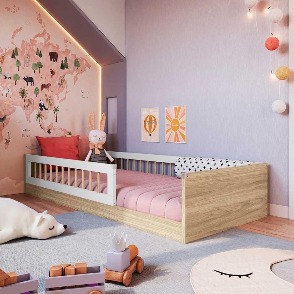 Cama Solteiro Com Colchão Castor Montessoriana Infantil Shop JM